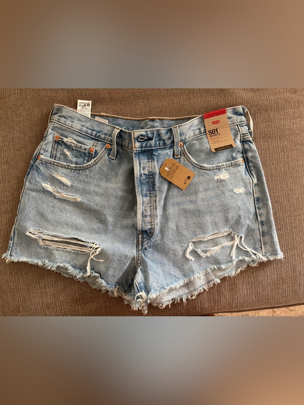 Levi's Light Blue Distressed Denim Jean Shorts